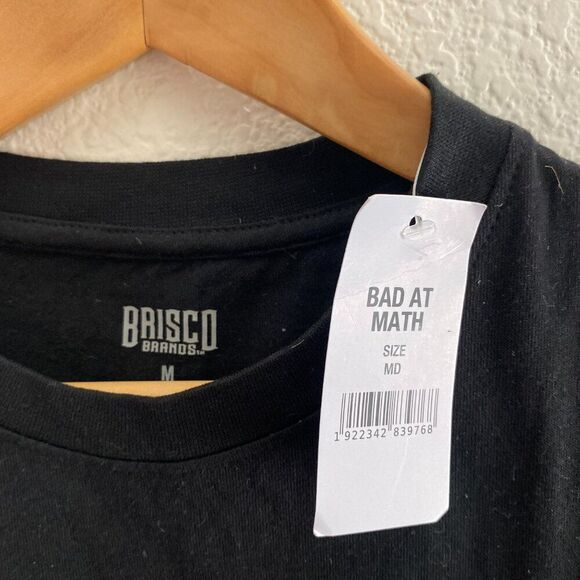 Brisco Brands Bad At Math Black Short Sleeve T-Shirt Medium NWT Calculated Risk - Picture 2 of 3